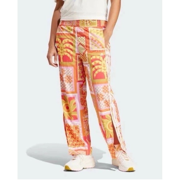 RARE $90 Womens Size M Adidas Farm Rio Premium Woven All Over Track Pants - Picture 1 of 14